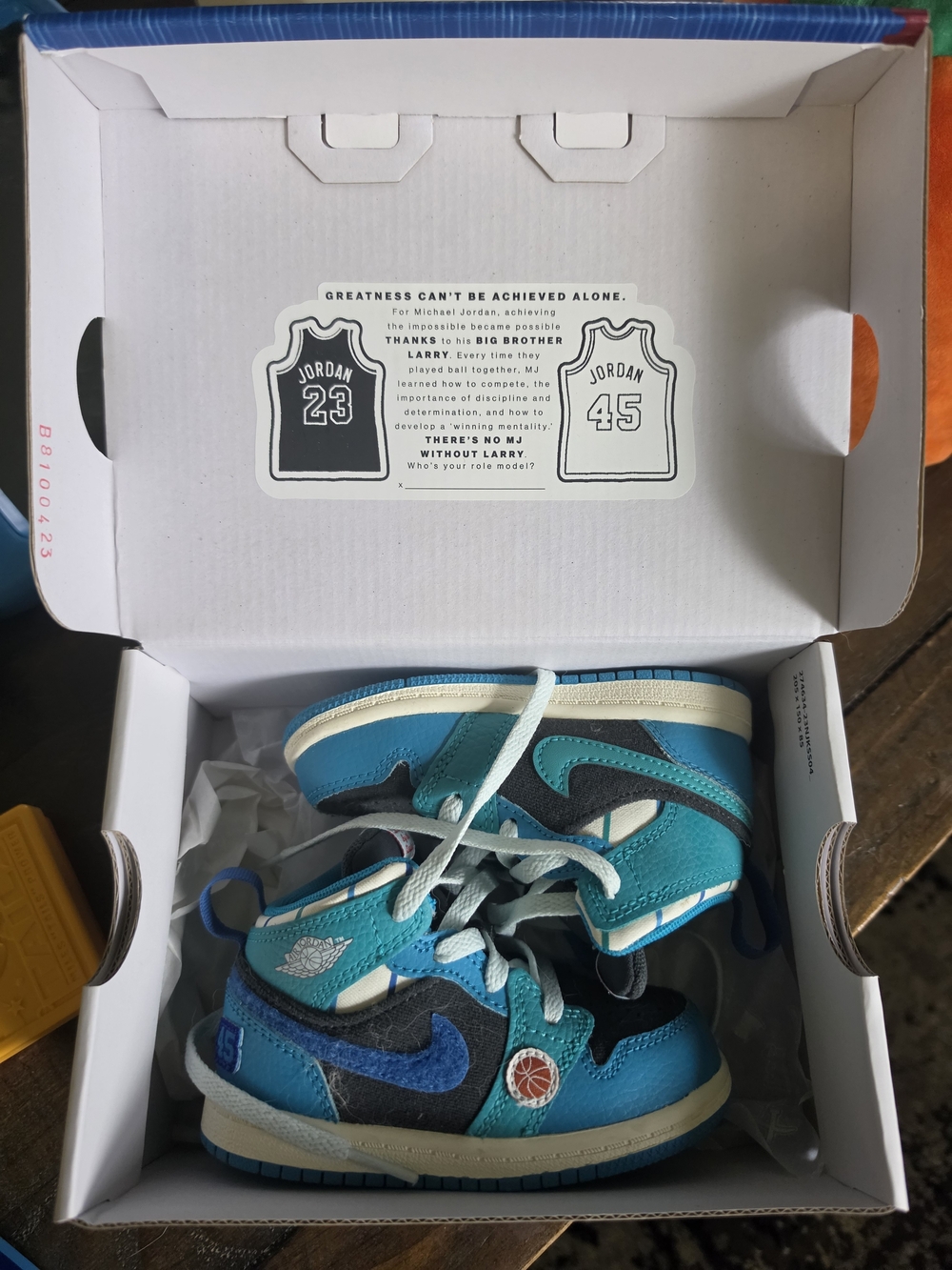 Jordan Toddler Teal Blue and Black High-Top Sneakers